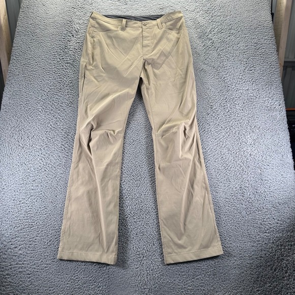 Eddie Bauer Chino Pants Mens 34x34 Beige Nylon Stretch Straight Fit Travel - Picture 1 of 10